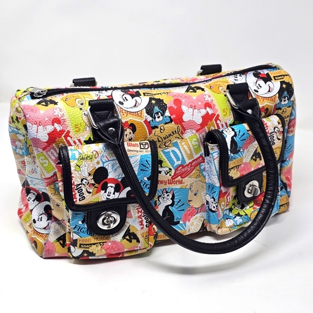 Disney Parks ✦ Vintage Multicharacter Shoulder Bag ✦ Vegan Leather Graphic Print